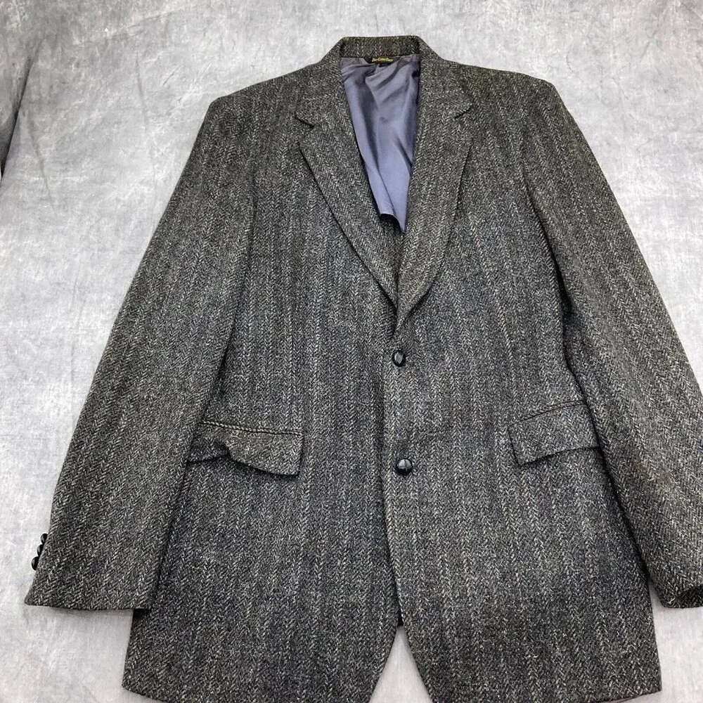 Sovereign Blazer Men 46 Gray Green Tweed Wool‎ Classic Sport Coat USA VTG